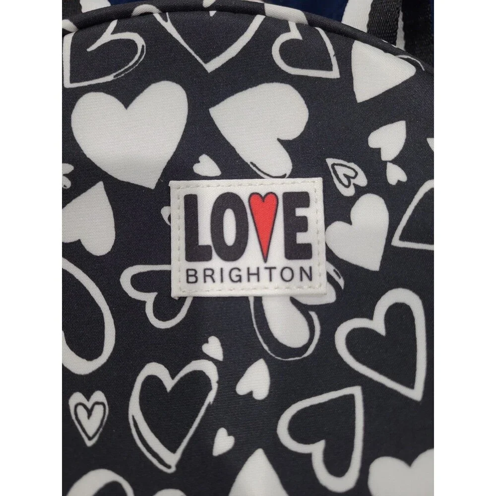 Brighton Endless Love Small  Backpack Heart Print Black/White Zipper /Pockets BG